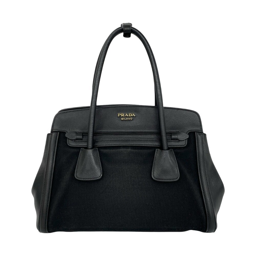 PRADA Prada logo hardware Saffiano leather genuine canvas handbag tote bag se...